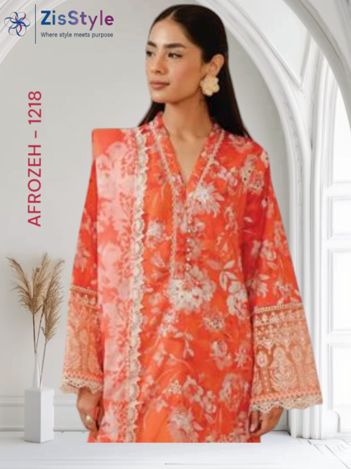 AFROZEH– Malina Embroidered Premium Quality Digital Printed Lawn