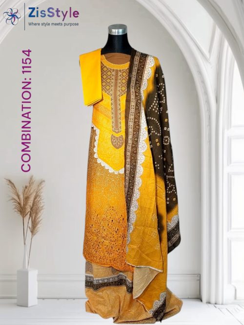 Combination– Embroidered Premium Quality Digital Printed Lawn
